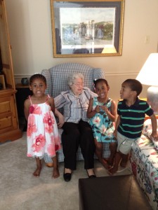 Mom with great-grandkids